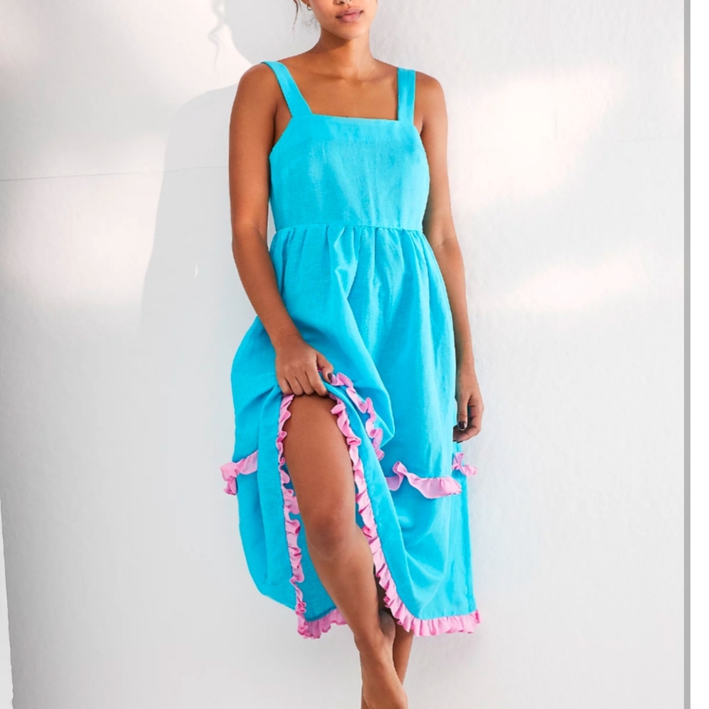 Free People DORA LARSEN Sienna Tiered Ruffled Linen Cotton-blend Nightdress